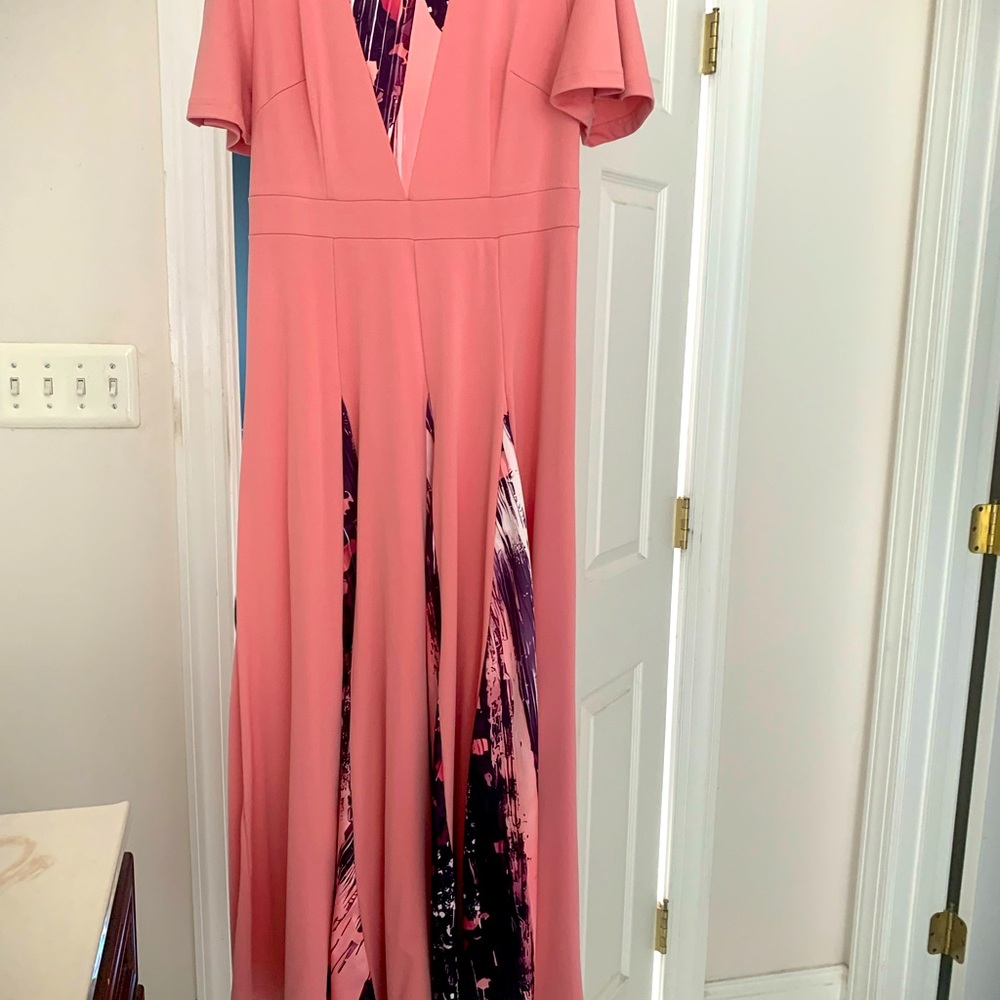 Pink and blocked panels maxi dress